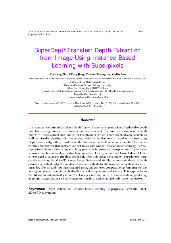 (PDF) SuperDepthTransfer: Depth Extraction from Image Using Instance ...