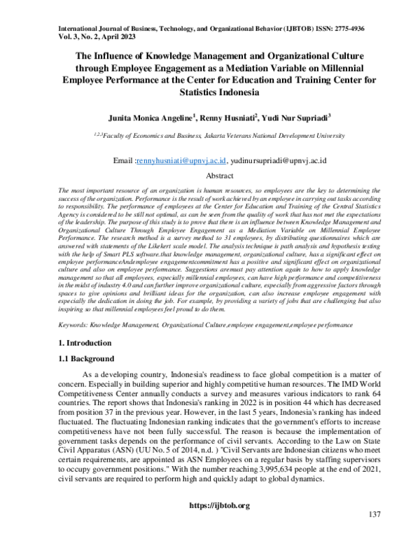(PDF) The Influence of Knowledge Management and Organizational Culture ...