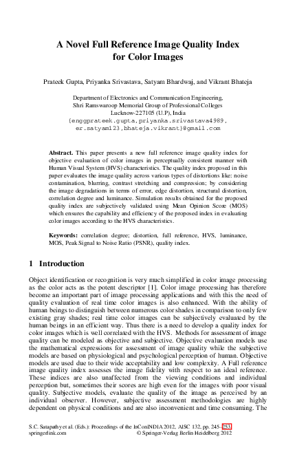 (PDF) A Novel Full Reference Image Quality Index for Color Images