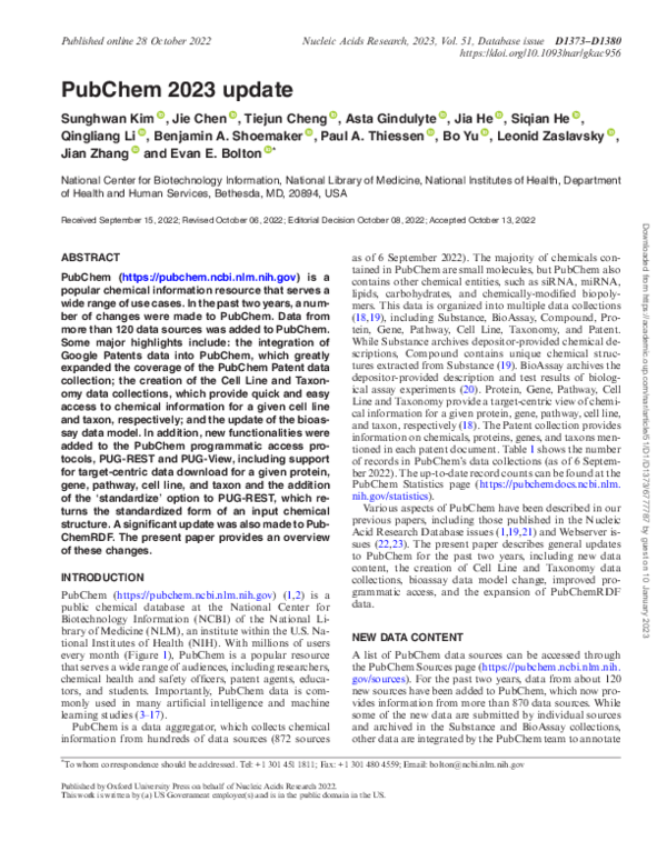 (PDF) PubChem 2023 update