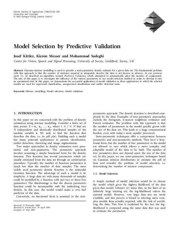 (PDF) Model Selection by Predictive Validation