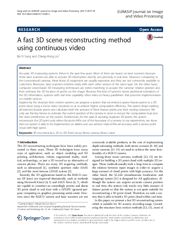(PDF) A fast 3D scene reconstructing method using continuous video