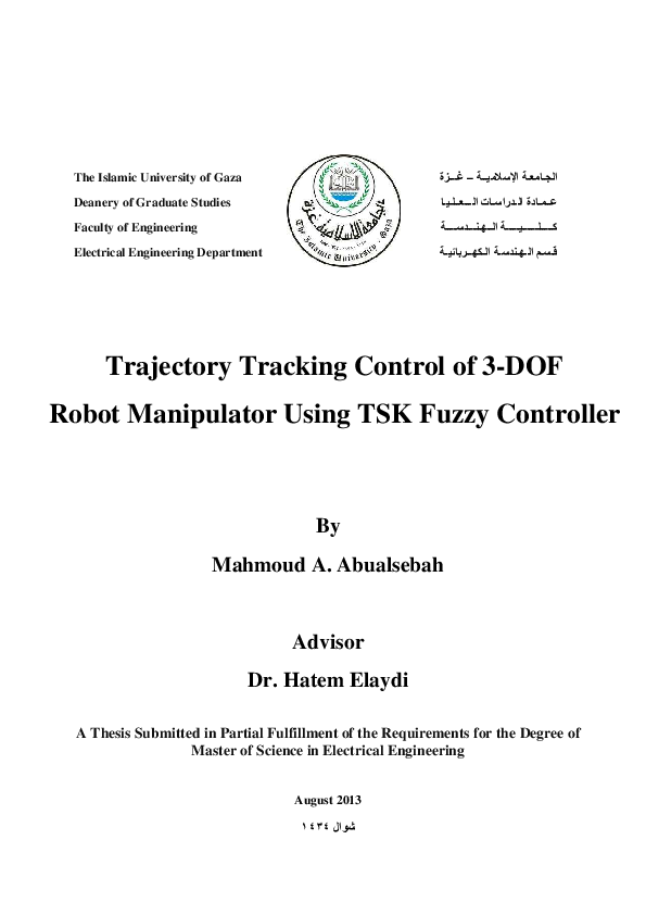 (PDF) Trajectory Tracking Control of 3-DOF Robot Manipulator Using TSK ...