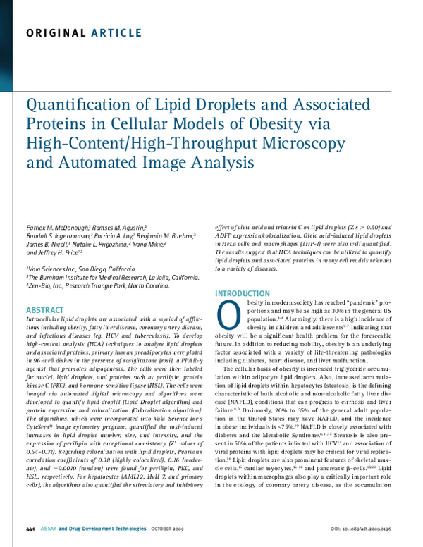 (PDF) Quantification of Lipid Droplets and Associated Proteins in ...