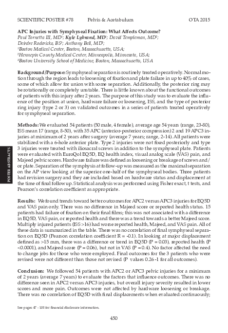 (PDF) APC Injuries With Symphyseal Fixation: What Affects Outcome?