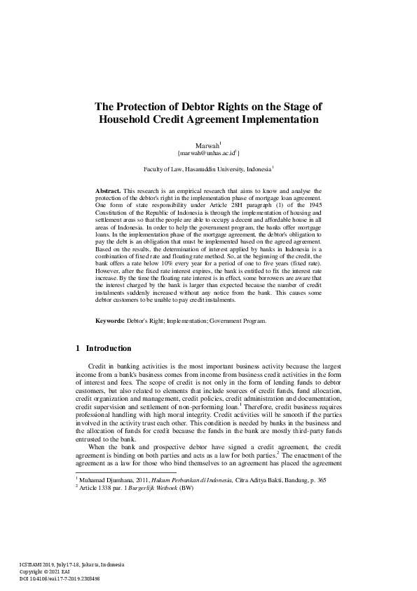 (PDF) The Protection of Debtor Rights on the Stage of Household Credit ...