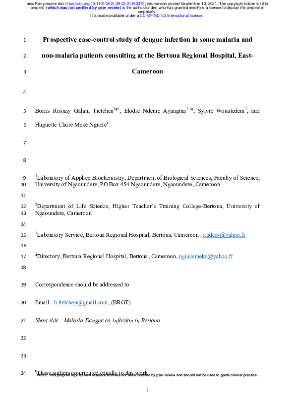 (PDF) Prospective case-control study of dengue infection in some ...