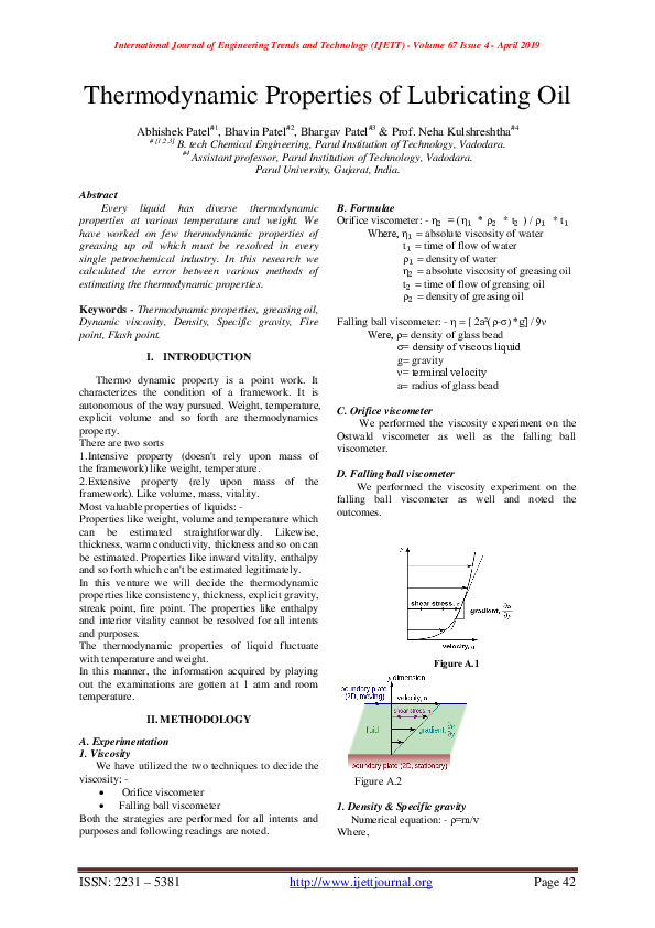 (PDF) Thermodynamic Properties of Lubricating Oil