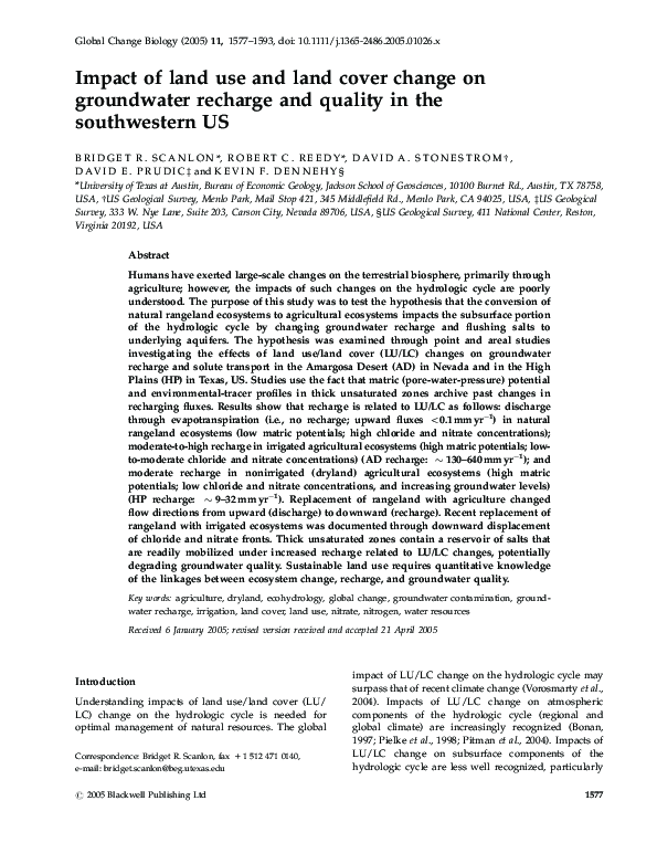 (PDF) Impact of land use and land cover change on groundwater recharge ...