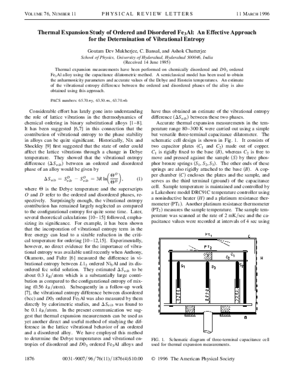 (PDF) Thermal Expansion Study of Ordered and Disordered Fe3Al: An ...