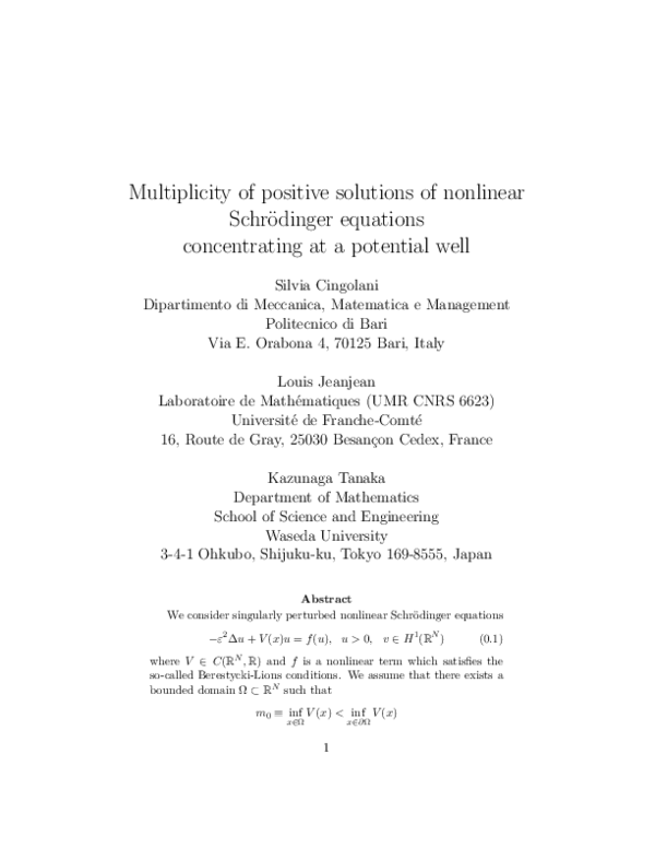 (PDF) Multiple Positive Solutions to Nonlinear Schrödinger Equations ...