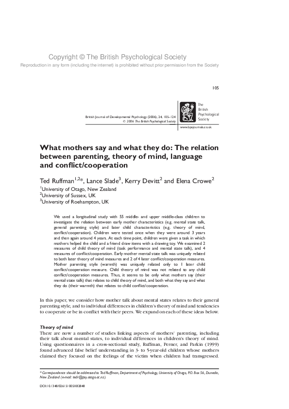 (PDF) What mothers say and what they do: The relation between parenting ...