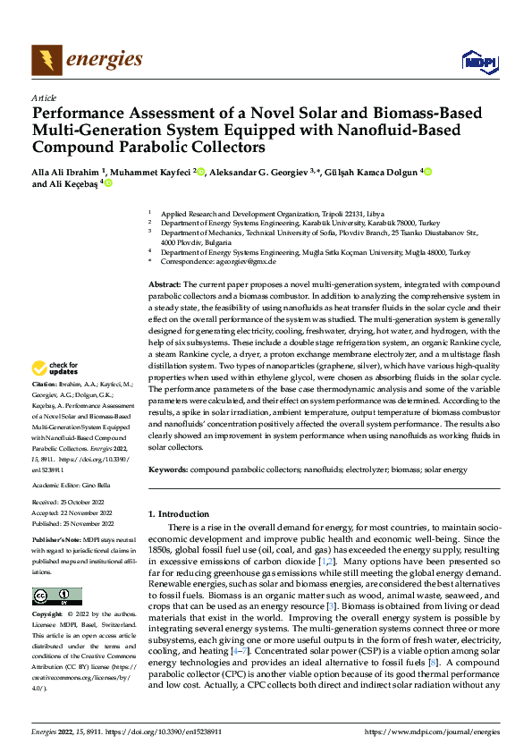(PDF) Performance Assessment of a Novel Solar and Biomass-Based Multi ...