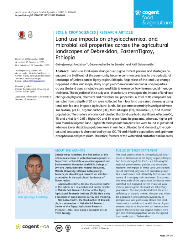 (PDF) Land use impacts on physicochemical and microbial soil properties ...