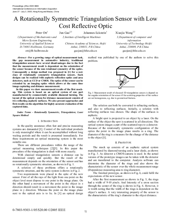 (PDF) A rotationally symmetric triangulation sensor with low cost ...