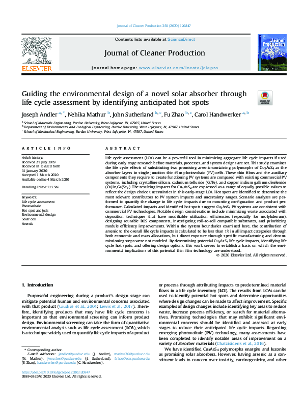 (PDF) Guiding the environmental design of a novel solar absorber ...