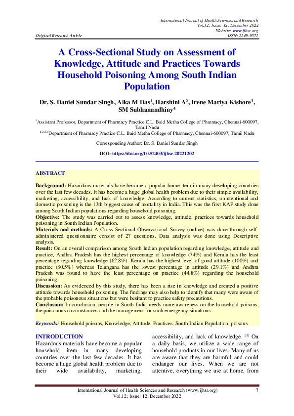 (PDF) A Cross-Sectional Study on Assessment of Knowledge, Attitude and ...
