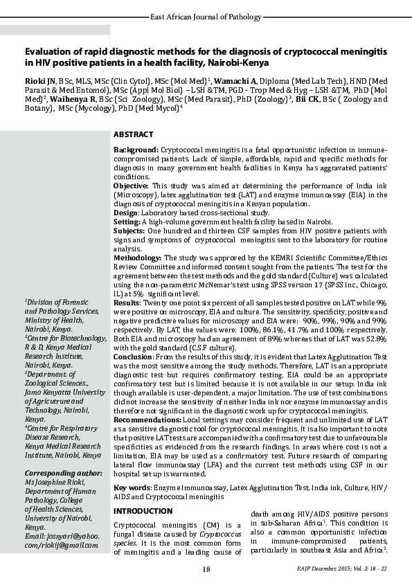 (PDF) Evaluation of rapid diagnostic methods for the diagnosis of ...