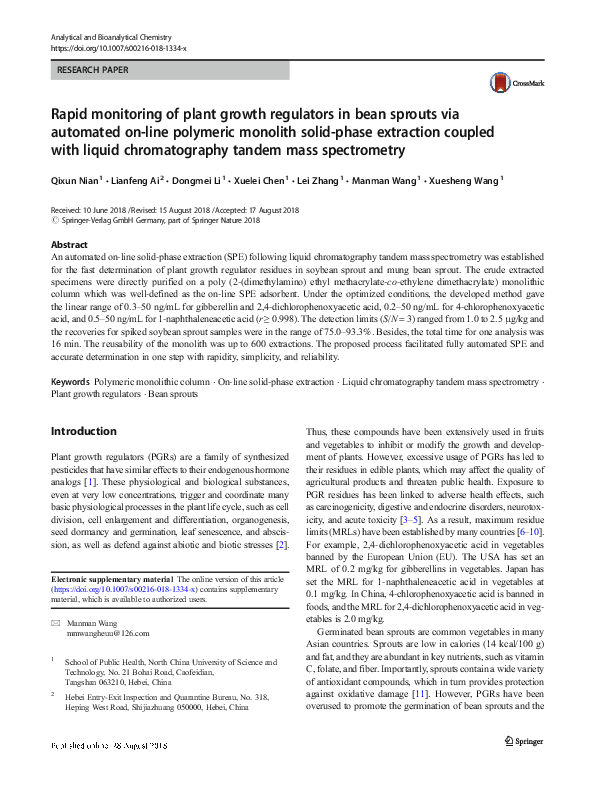 (PDF) Rapid monitoring of plant growth regulators in bean sprouts via ...