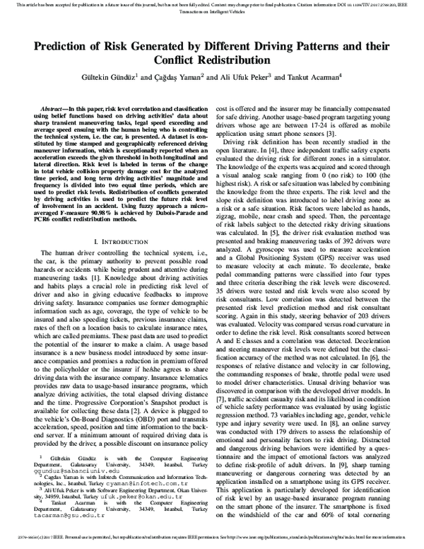 (PDF) Prediction of Risk Generated by Different Driving Patterns and ...