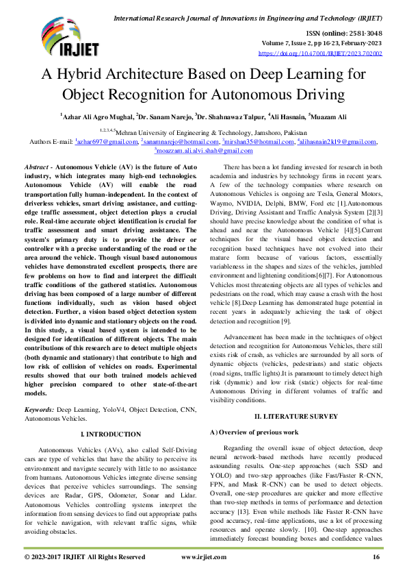 (PDF) A Hybrid Architecture Based on Deep Learning for Object ...
