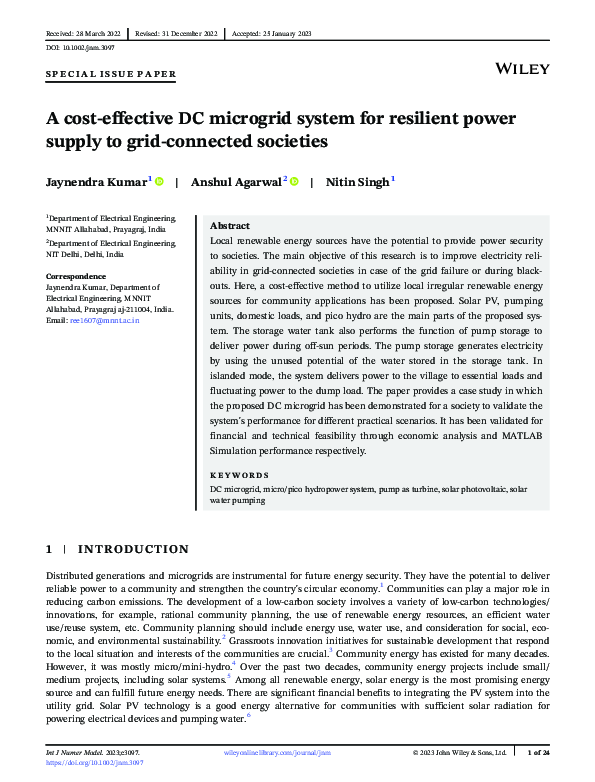 (PDF) A cost‐effective DC microgrid system for resilient power supply ...