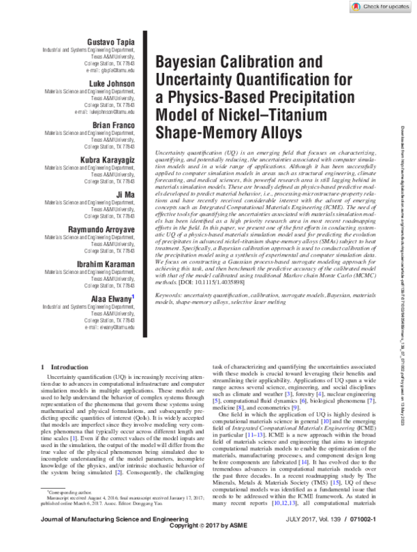 (PDF) Bayesian Calibration and Uncertainty Quantification for a Physics ...