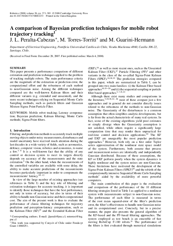 (PDF) A comparison of Bayesian prediction techniques for mobile robot ...