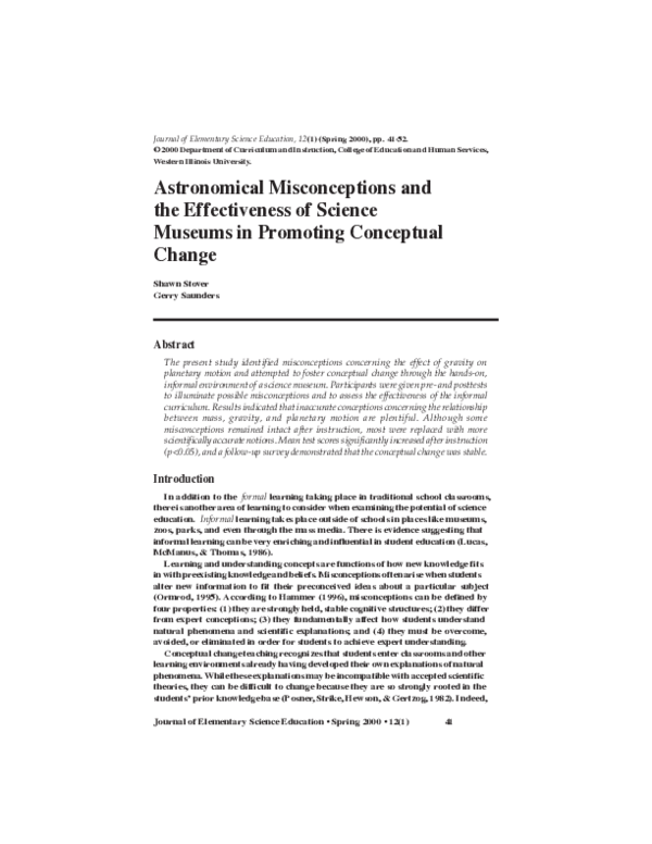 (PDF) Astronomical misconceptions and the effectiveness of science ...