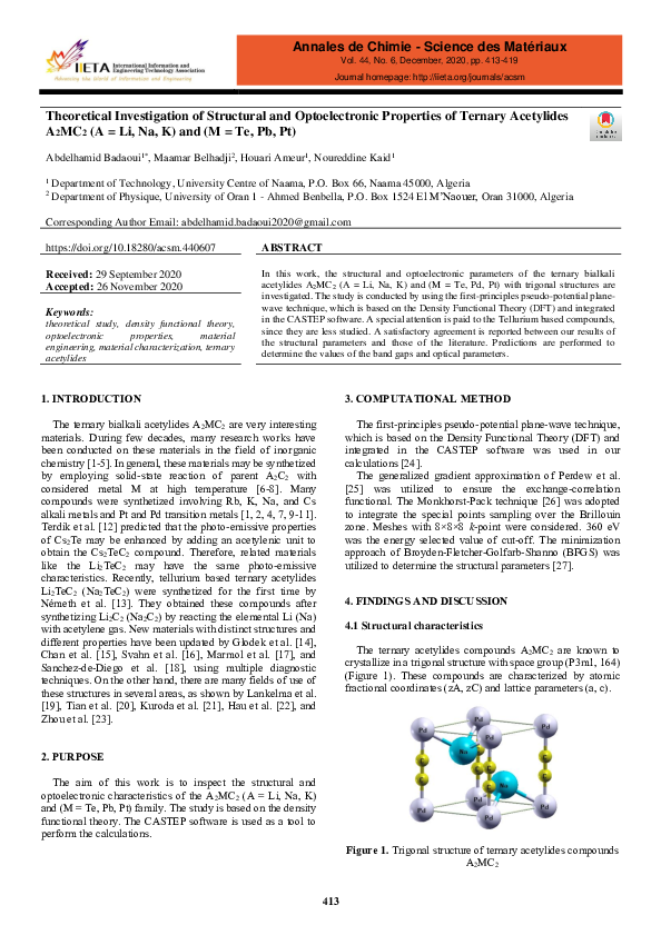 (PDF) Theoretical Investigation of Structural and Optoelectronic ...