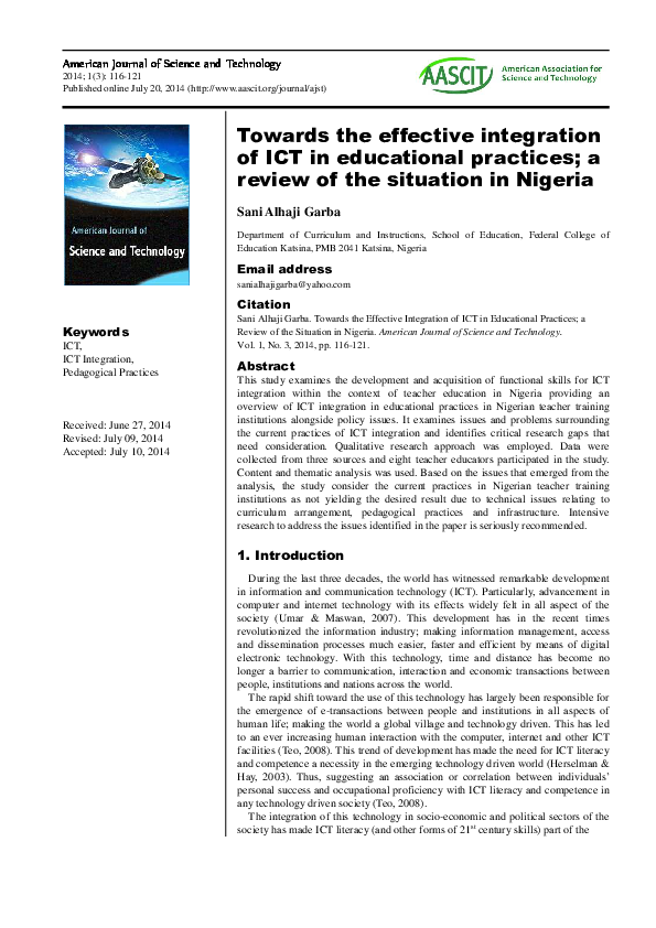 (PDF) Towards the effective integration of ICT in educational practices ...