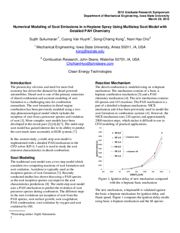(PDF) Numerical Modeling of Soot Emissions in n-Heptane Spray Using ...