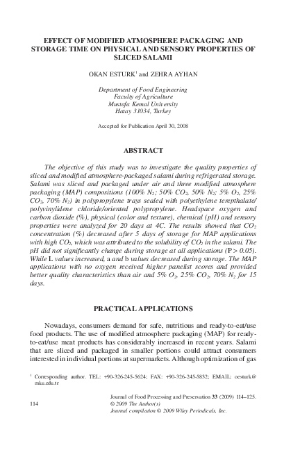 (PDF) Effect of Modified Atmosphere Packaging and Storage Time on ...
