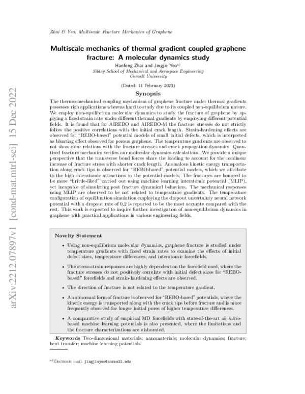(PDF) Multiscale mechanics of thermal gradient coupled graphene ...
