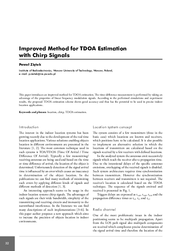 (PDF) Investigation of the improved method for TDOA estimation with ...