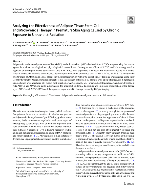 (PDF) Analyzing the Effectiveness of Adipose Tissue Stem Cell and ...