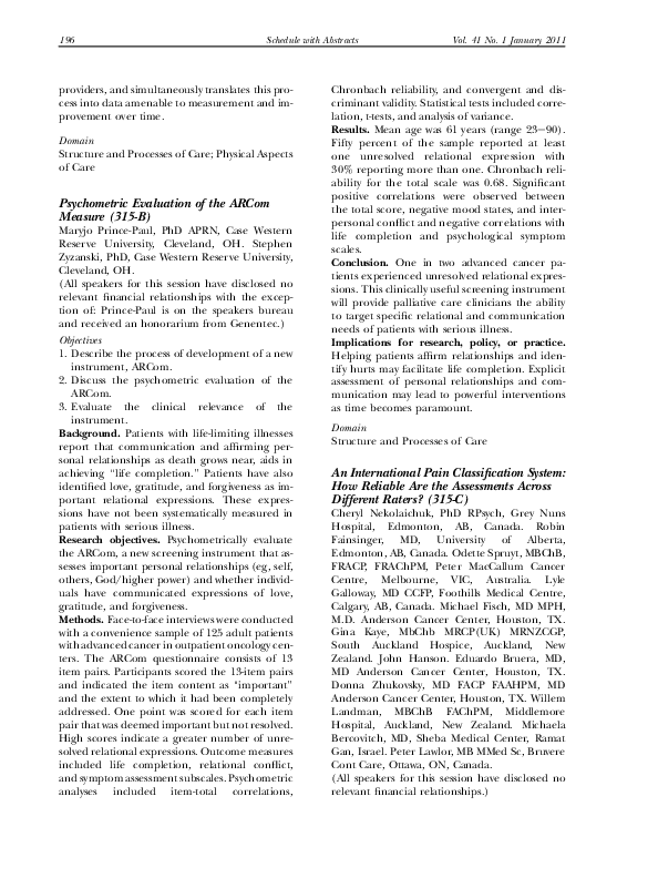 (PDF) Psychometric Evaluation of the ARCom Measure (315-B)