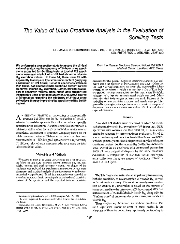 (PDF) The Value of Urine Creatinine Analysis in the Evaluation of ...