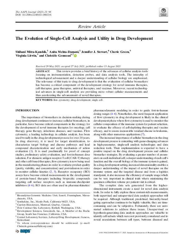 (PDF) The Evolution of Single-Cell Analysis and Utility in Drug Development