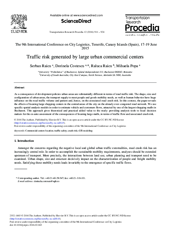 (PDF) Traffic Risk Generated by Large Urban Commercial Centers