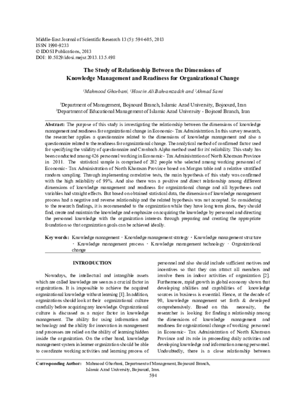 (PDF) The Study of Relationship Between the Dimensions of Knowledge ...
