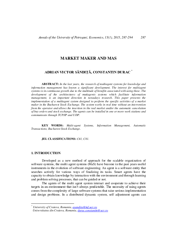 (PDF) Market maker and MAS
