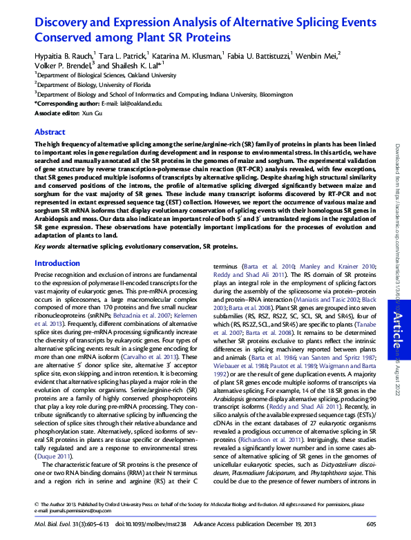 (PDF) Discovery and Expression Analysis of Alternative Splicing Events ...
