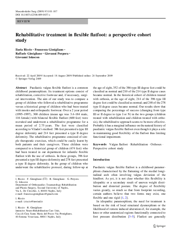 (PDF) Rehabilitative treatment in flexible flatfoot a perspective