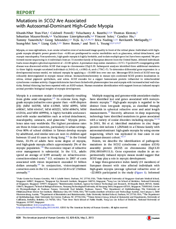 (PDF) Mutations in SCO2 Are Associated with Autosomal-Dominant High ...
