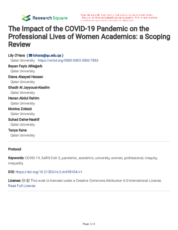 (PDF) The Impact of the COVID-19 Pandemic on the Professional Lives of ...