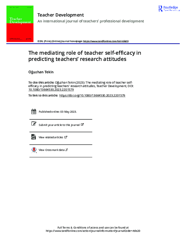 (PDF) The mediating role of teacher self efficacy in predicting ...