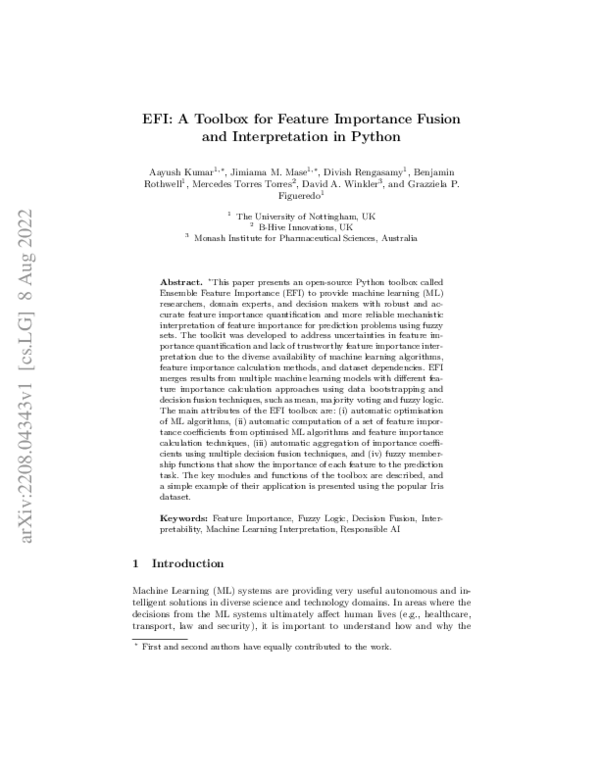 (PDF) EFI: A Toolbox for Feature Importance Fusion and Interpretation ...
