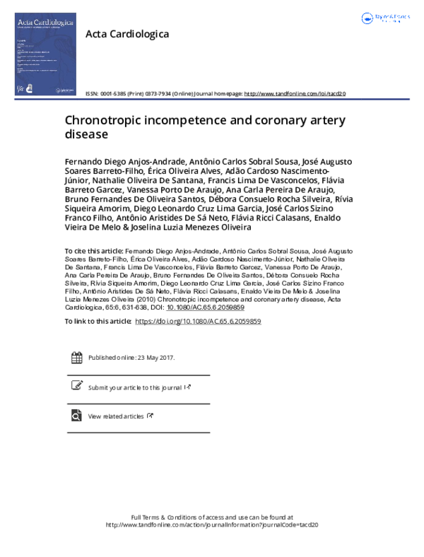 (PDF) Chronotropic incompetence and coronary artery disease