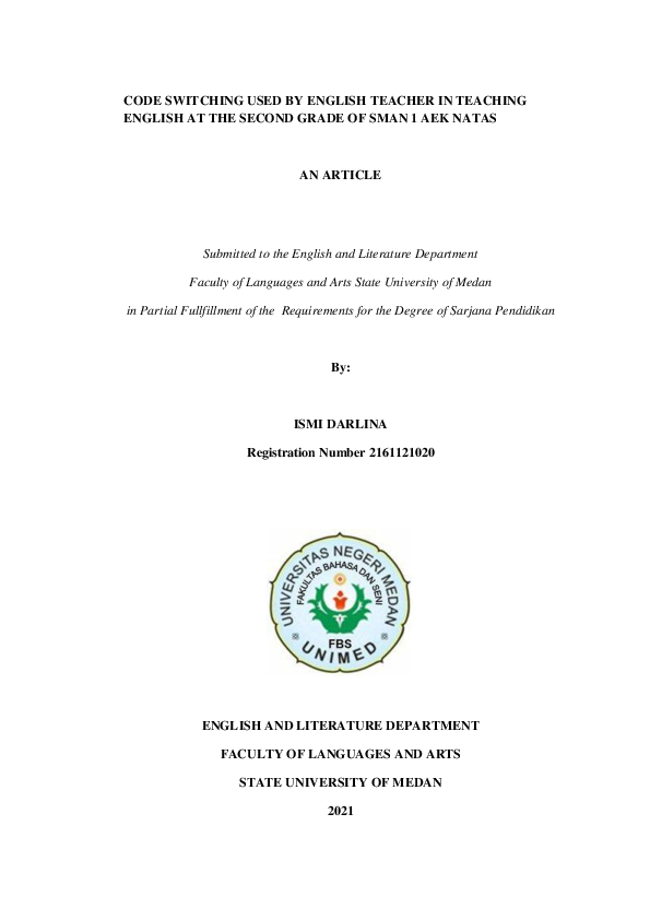 (PDF) Code Switching Used by English Teacher in Teaching English at the ...